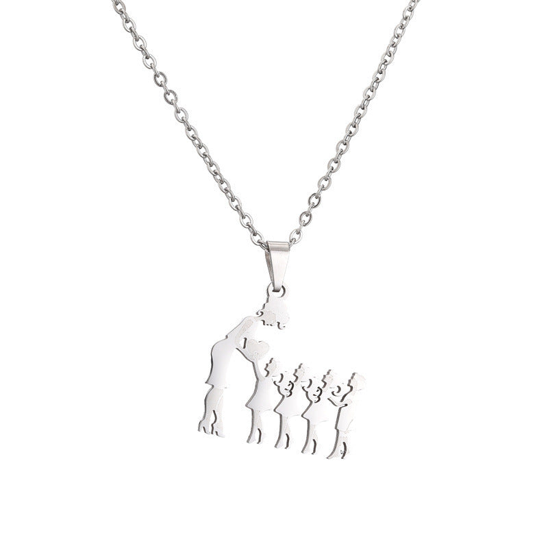 Titanium Steel Mother Son Daughter Minimalist Necklace