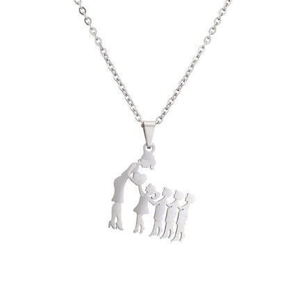 Titanium Steel Mother Son Daughter Minimalist Necklace