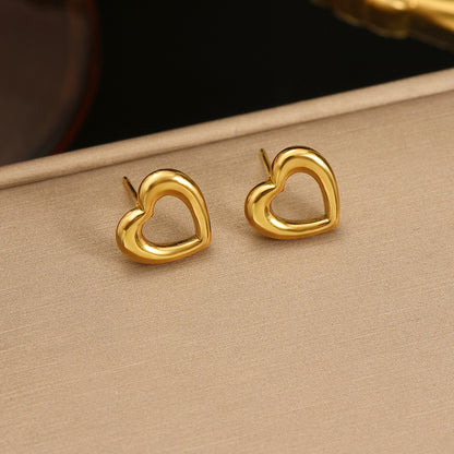 Lxalry 18K Gold Plated Heart Earrings   Stainless Steel Hypoallergenic Jewelry For Women  Skin Safe Everyday & Gift Luxury For Wife Mom Girlfriend Valentine's Day Charm With Tarnish Free Glow