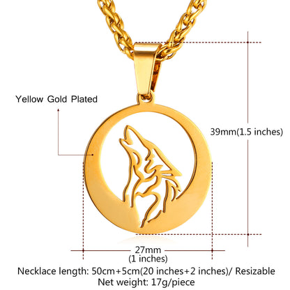 Wolf Head Pendant Necklace
