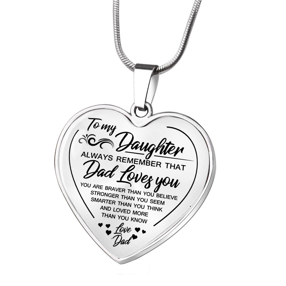Necklace To my Daughter lovedad Peach Heart Alloy