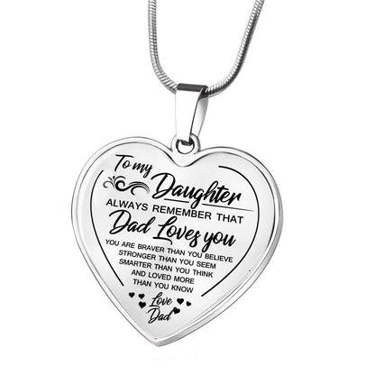 Necklace To my Daughter lovedad Peach Heart Alloy