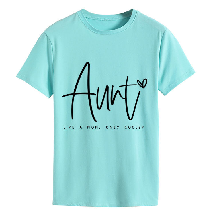 AUNT LIKE A MOM Fashion Round Neck Loose Short Sleeves