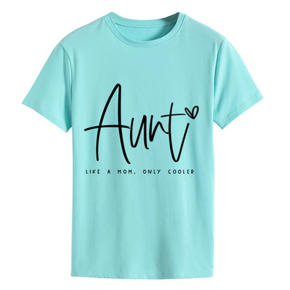 AUNT LIKE A MOM Fashion Round Neck Loose Short Sleeves