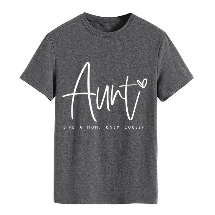 AUNT LIKE A MOM Fashion Round Neck Loose Short Sleeves
