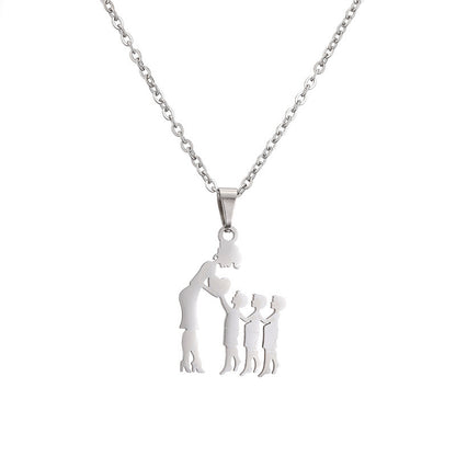 Titanium Steel Mother Son Daughter Minimalist Necklace
