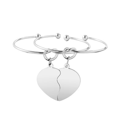 2Pcs Mother Daughter Heart Puzzle Pendant Necklace Stainless Steel Sun Moon Necklace Bracelet