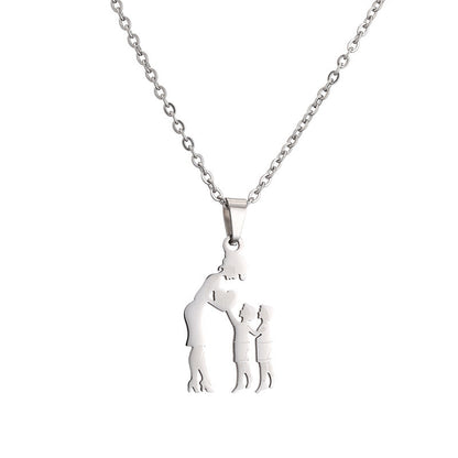 Titanium Steel Mother Son Daughter Minimalist Necklace