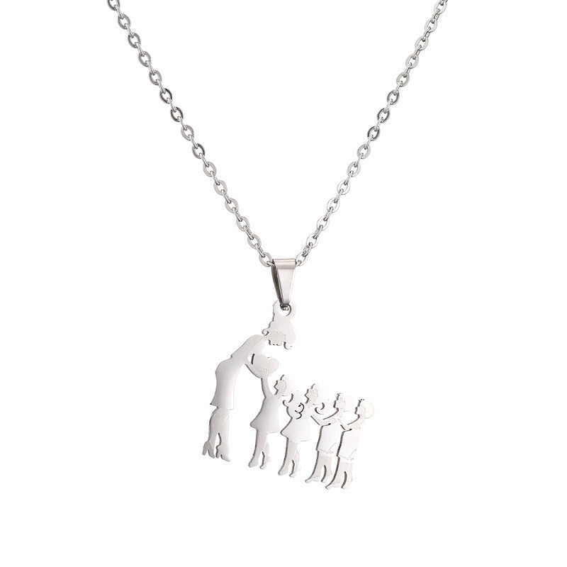 Titanium Steel Mother Son Daughter Minimalist Necklace