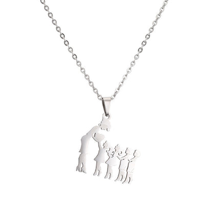 Titanium Steel Mother Son Daughter Minimalist Necklace