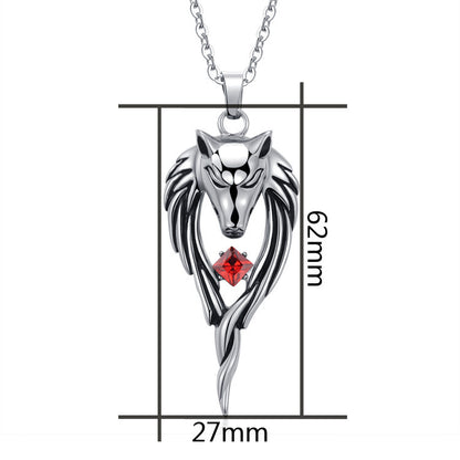 Men's Titanium Steel Wolf Head Totem Necklace Pendant