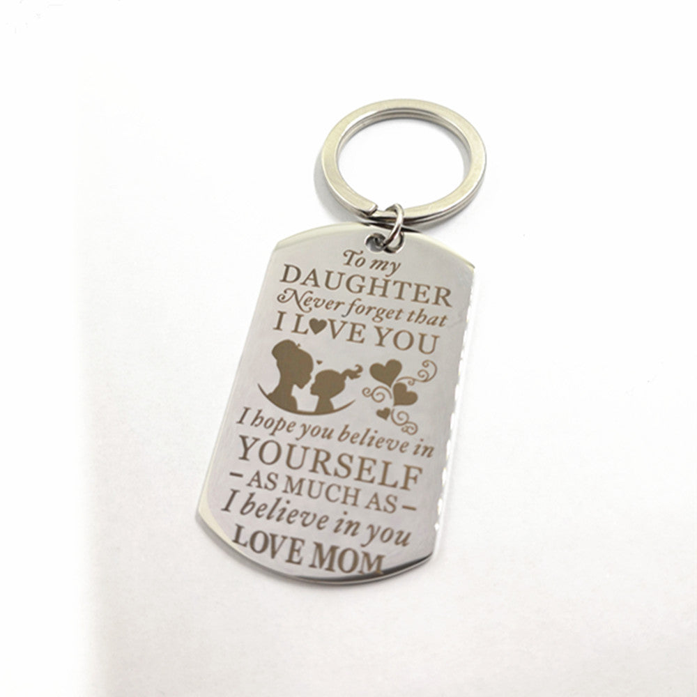 Stainless Steel Key Ring Mom Daughter Keychain