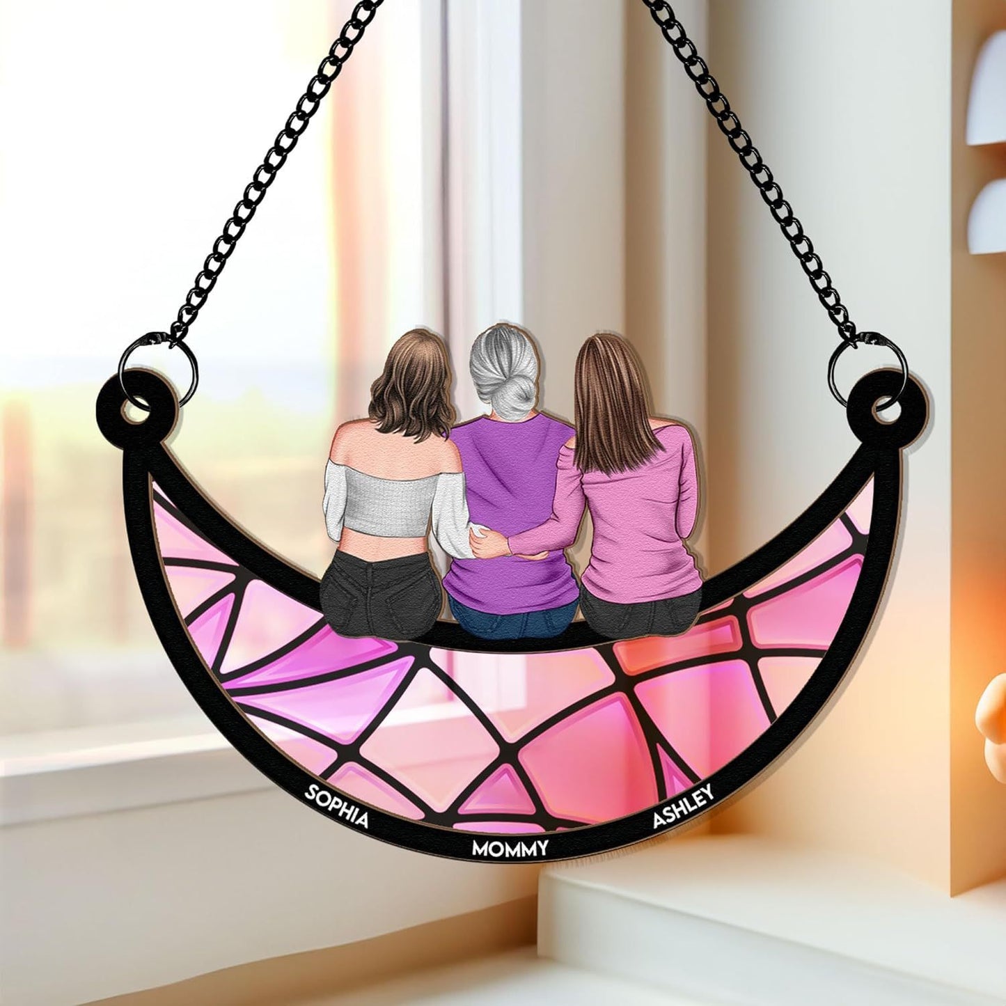 Mother's Day Decoration Gift Mother And Daughter Pendant On The Moon