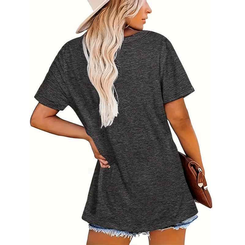 Women's Round Neck Tee - Colorful Letter 'Favorite Daughter' Print Casual Summer T-Shirt