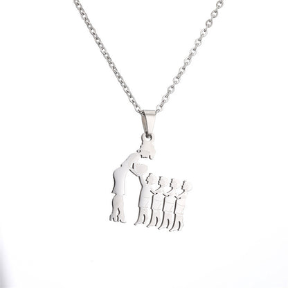 Titanium Steel Mother Son Daughter Minimalist Necklace