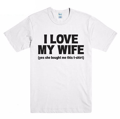 I Love My WIFE Letter Print Couple T-shirt