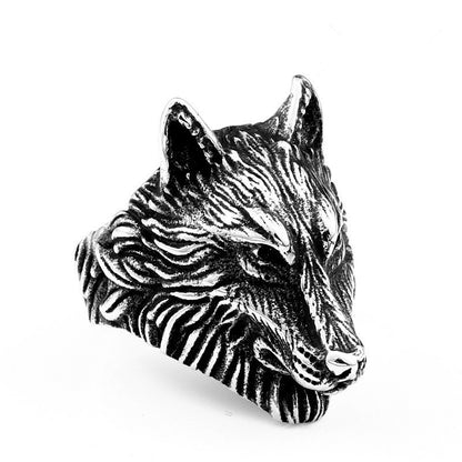 Viking wolf head ring