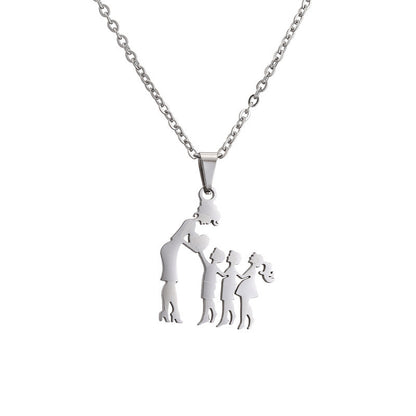 Titanium Steel Mother Son Daughter Minimalist Necklace