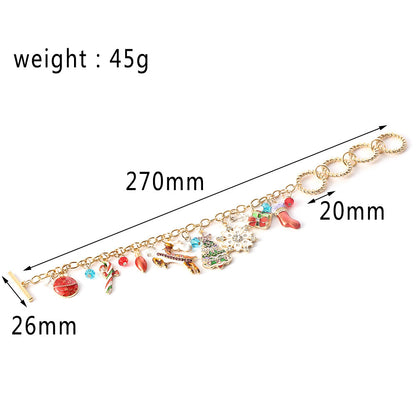 Trendy Christmas Bracelets Chain Elk Snowman Snowflake Bracelet For Daughter Bell Socks Santa Bracelets Christmas Gifts