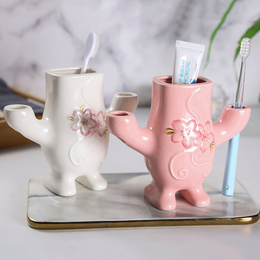 Home Bathroom Set Human Toothbrush Holder