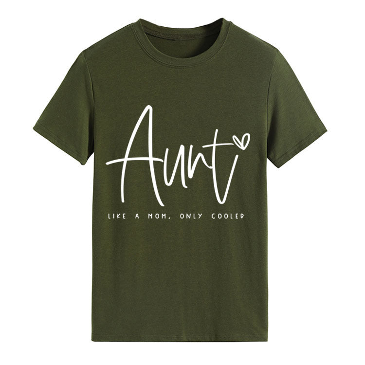 AUNT LIKE A MOM Fashion Round Neck Loose Short Sleeves
