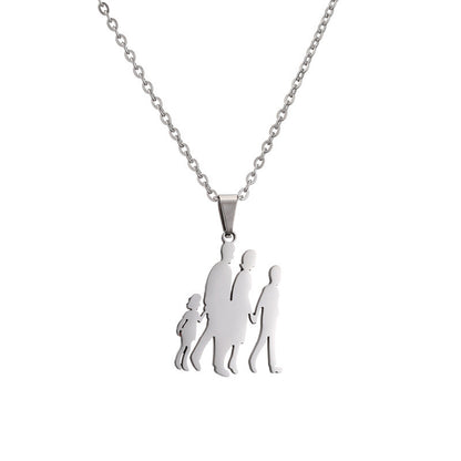 Titanium Steel Mother Son Daughter Minimalist Necklace