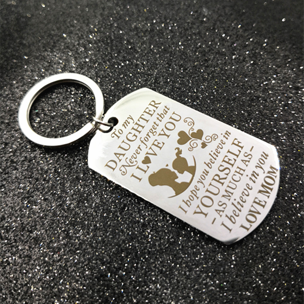 Stainless Steel Key Ring Mom Daughter Keychain