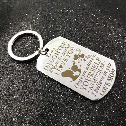 Stainless Steel Key Ring Mom Daughter Keychain
