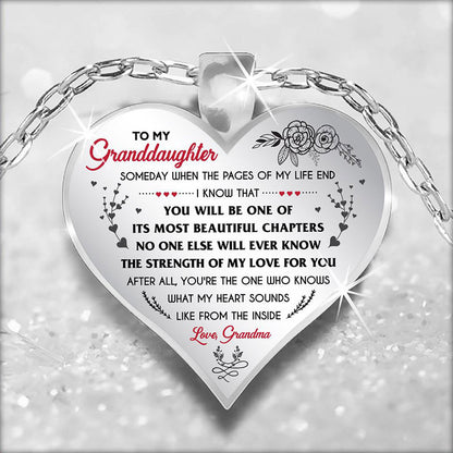 Cute To My Granddaughter Flower Butterfly Love Heart Pendant Necklace