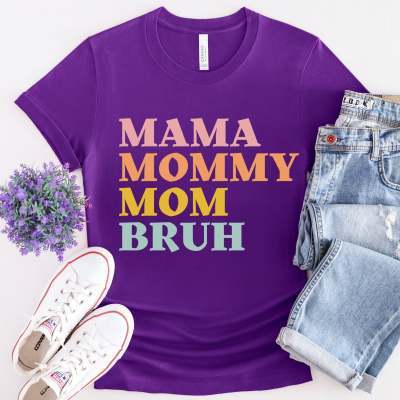 European And American Cute Mom Style Shirt Printed Casual Round Neck Short Sleeves