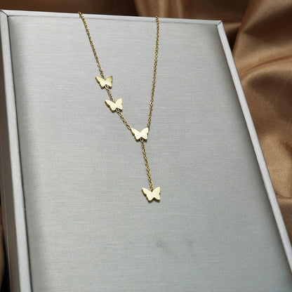 Lxalry 18K Gold Plated Celestial Necklace   Butterfly   Heart Charm Stainless Steel Jewelry  Skin Safe Hypoallergenic Gift For Women Wife Mom  Romantic Everyday   Wedding Glow