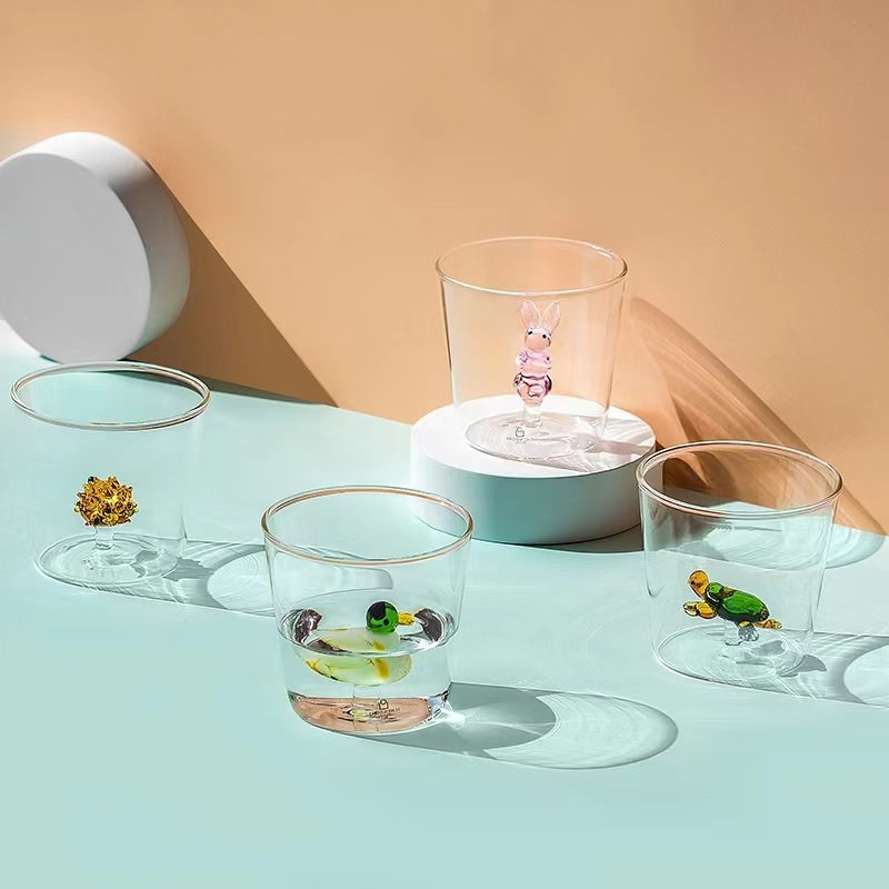 300ml Cute 3D Animal Farm Glass Cup Italy Ichendorf Design Glassware Drink Cup Whiskey Glasses Coffee Mug Kids Milk Water Teacup
