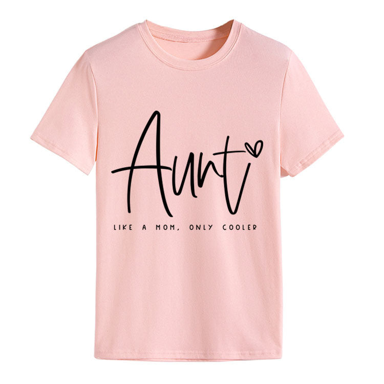 AUNT LIKE A MOM Fashion Round Neck Loose Short Sleeves