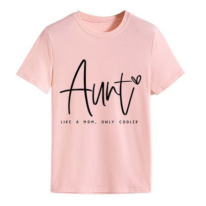 AUNT LIKE A MOM Fashion Round Neck Loose Short Sleeves