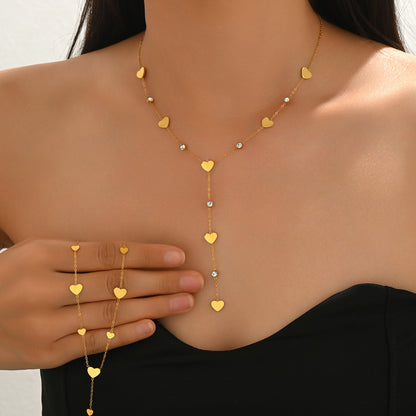 Lxalry 18K Gold Plated Rhinestone Necklace  Recycled Stainless Steel Modern Minimalist Jewelry Hypoallergenic  Ocean Safe Gift For Women Wife Mom Everyday Glam With Golden Hour Glow