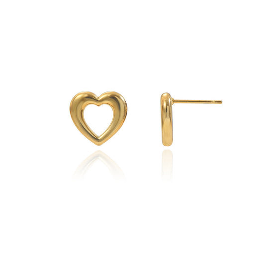 Lxalry 18K Gold Plated Heart Earrings   Stainless Steel Hypoallergenic Jewelry For Women  Skin Safe Everyday & Gift Luxury For Wife Mom Girlfriend Valentine's Day Charm With Tarnish Free Glow