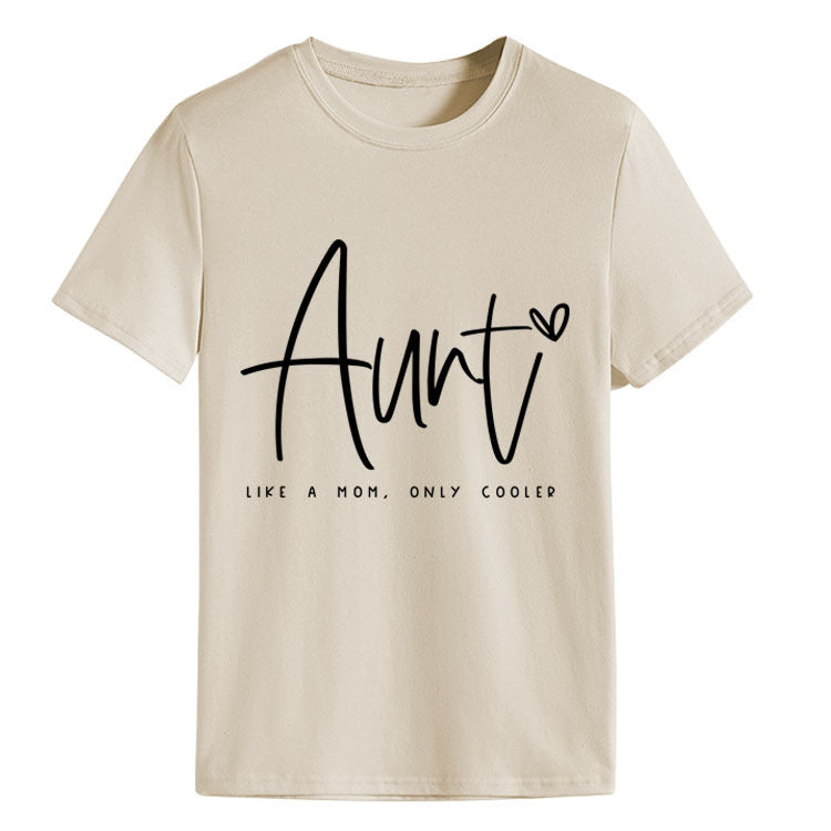 AUNT LIKE A MOM Fashion Round Neck Loose Short Sleeves