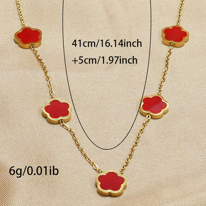 Lxalry 18K Gold Plated Five Leaf Clover Necklace   Modern Minimalist Stainless Steel Jewelry Hypoallergenic  Tarnish-Free Gift For Women Wife Mom  Everyday Luxury With Golden Aura