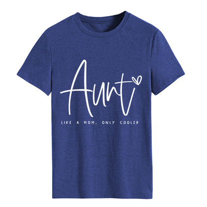 AUNT LIKE A MOM Fashion Round Neck Loose Short Sleeves