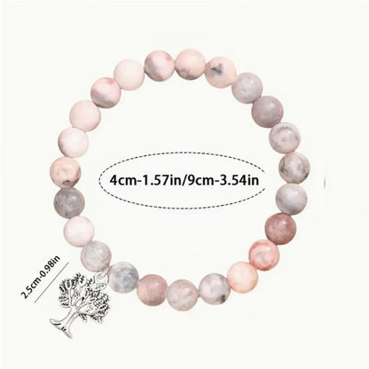 Fashion Natural Stone Pinkred Zebra Tree Of Life Gifts Big Little Sister Bracelet Birthday Jewelry Girls Braclet Gifta For Girl Boy