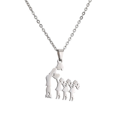 Titanium Steel Mother Son Daughter Minimalist Necklace