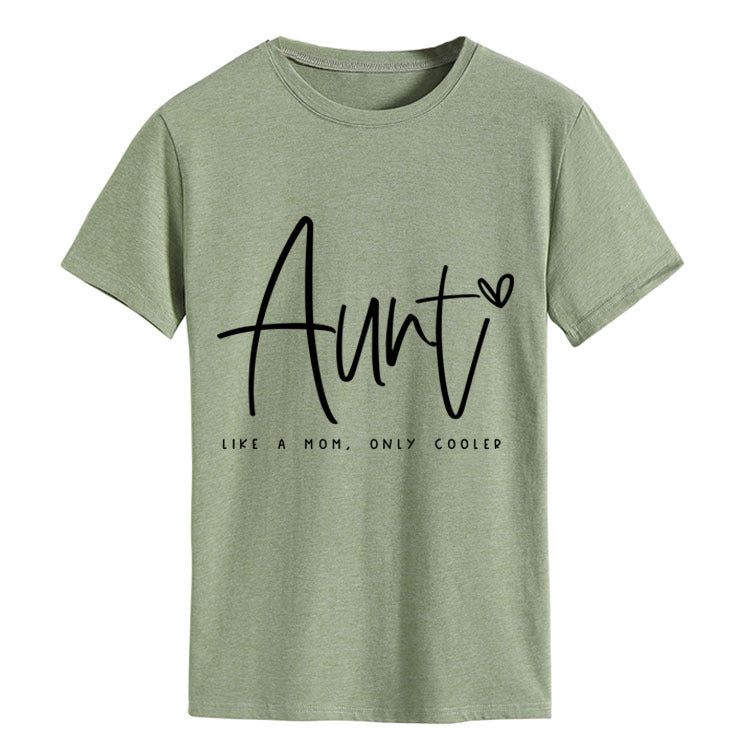 AUNT LIKE A MOM Fashion Round Neck Loose Short Sleeves