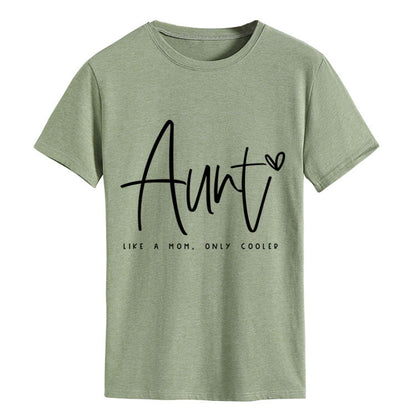 AUNT LIKE A MOM Fashion Round Neck Loose Short Sleeves