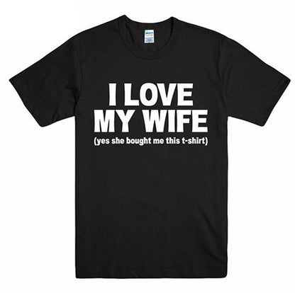 I Love My WIFE Letter Print Couple T-shirt