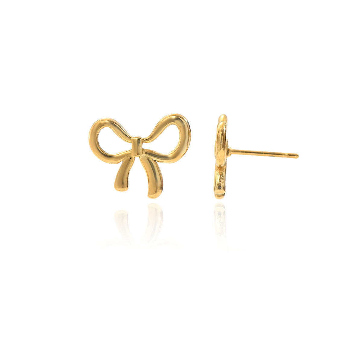 Lxalry 18K Gold Plated Bow Earrings   Symmetrical Mirror Finish Stainless Steel Jewelry  Hypoallergenic   Tarnish Free Luxury Gift For Women Wife Mom Handcrafted Everyday  Special Occasion Elegance