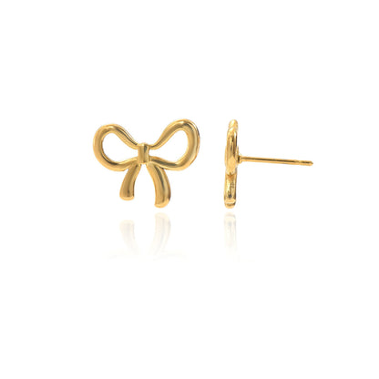Lxalry 18K Gold Plated Bow Earrings   Symmetrical Mirror Finish Stainless Steel Jewelry  Hypoallergenic   Tarnish Free Luxury Gift For Women Wife Mom Handcrafted Everyday  Special Occasion Elegance