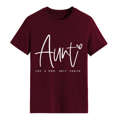 AUNT LIKE A MOM Fashion Round Neck Loose Short Sleeves