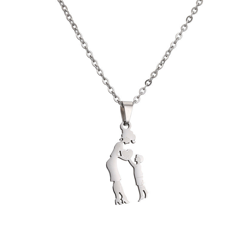 Titanium Steel Mother Son Daughter Minimalist Necklace
