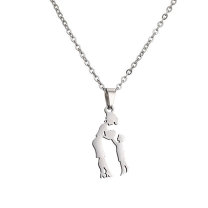 Titanium Steel Mother Son Daughter Minimalist Necklace