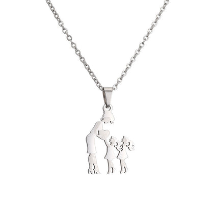 Titanium Steel Mother Son Daughter Minimalist Necklace